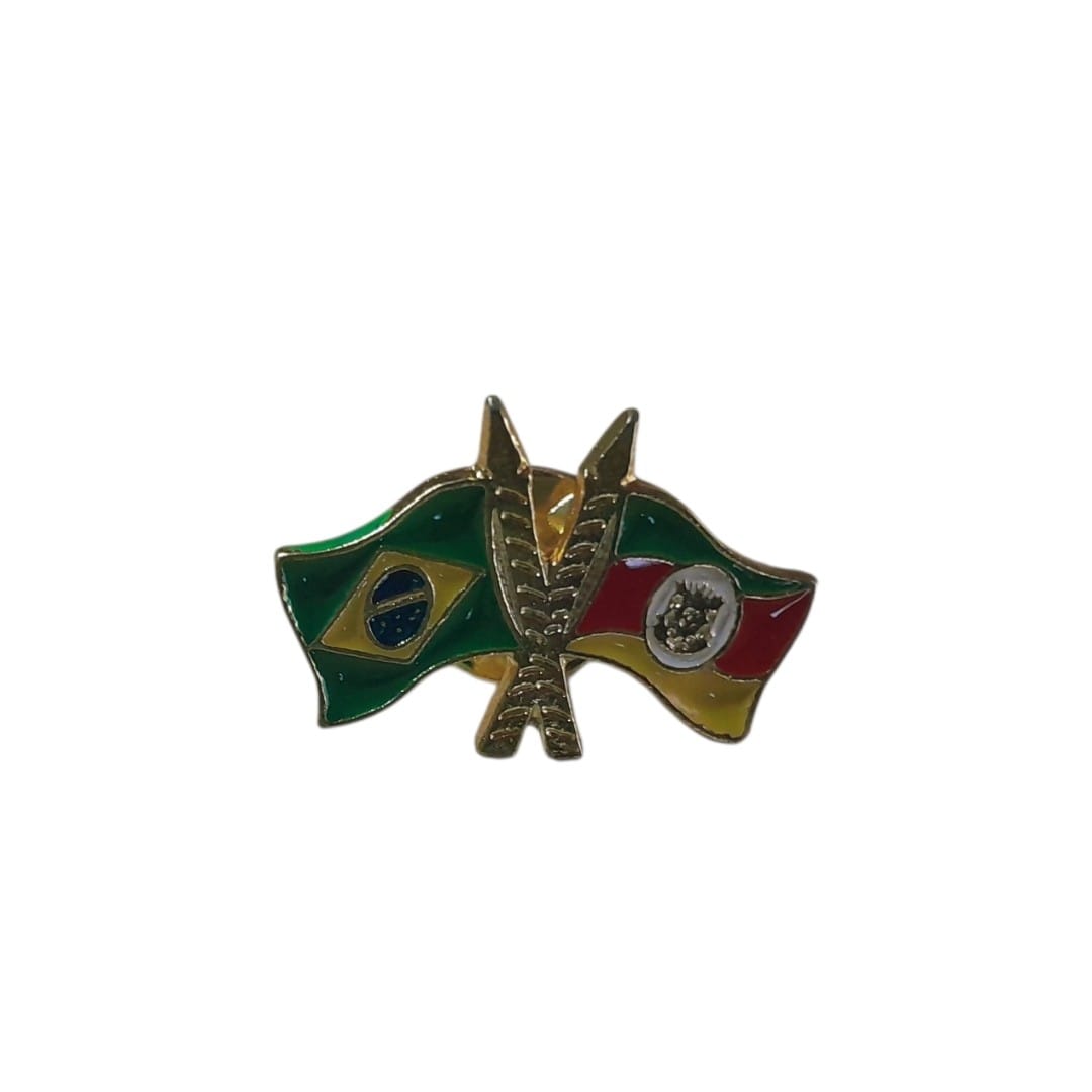 Pin de Metal Bandeiras Cruzadas – Rio Grande do Sul e Brasil - Imagem 2