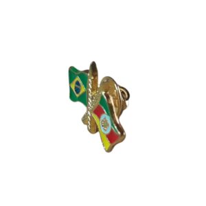 Pin de Metal Bandeiras Cruzadas – Rio Grande do Sul e Brasil